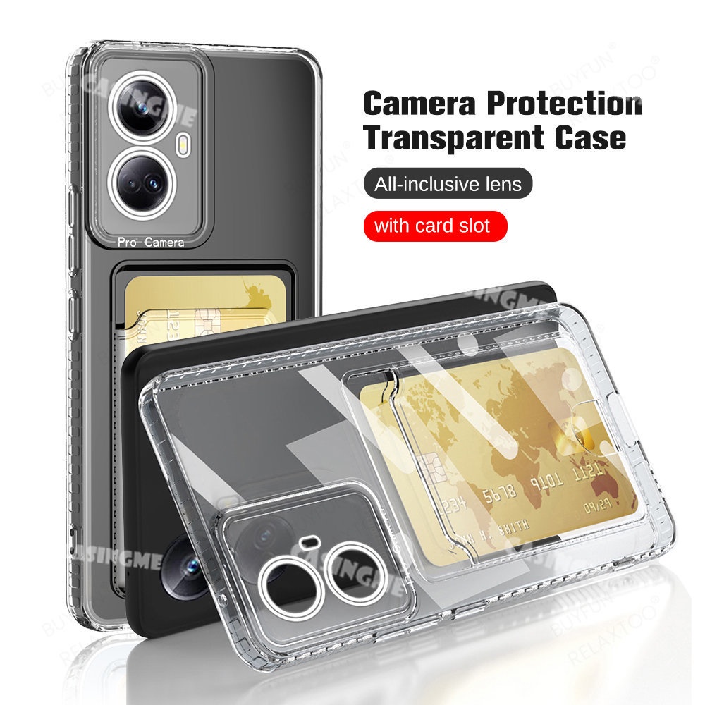 CASE REALME C55 SOFT CASE CARD SLOT WALLET TRANSPARAN TPU CLEAR CASING HP