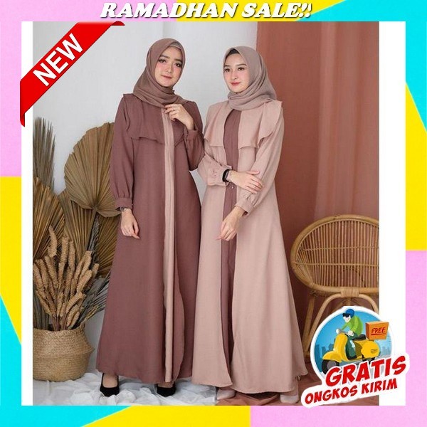 Gamis Wanita Murah Jumbo Modern Dress Mewah Premium V3B5 Katun Rayon Hitam Original Korean Style Rem