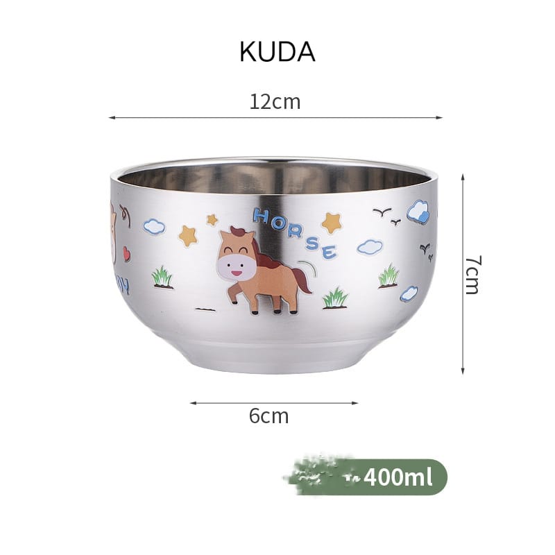 Kingsbakeware Mangkok 12 Shio / Mangkok Kartun Double wall Stainless 304