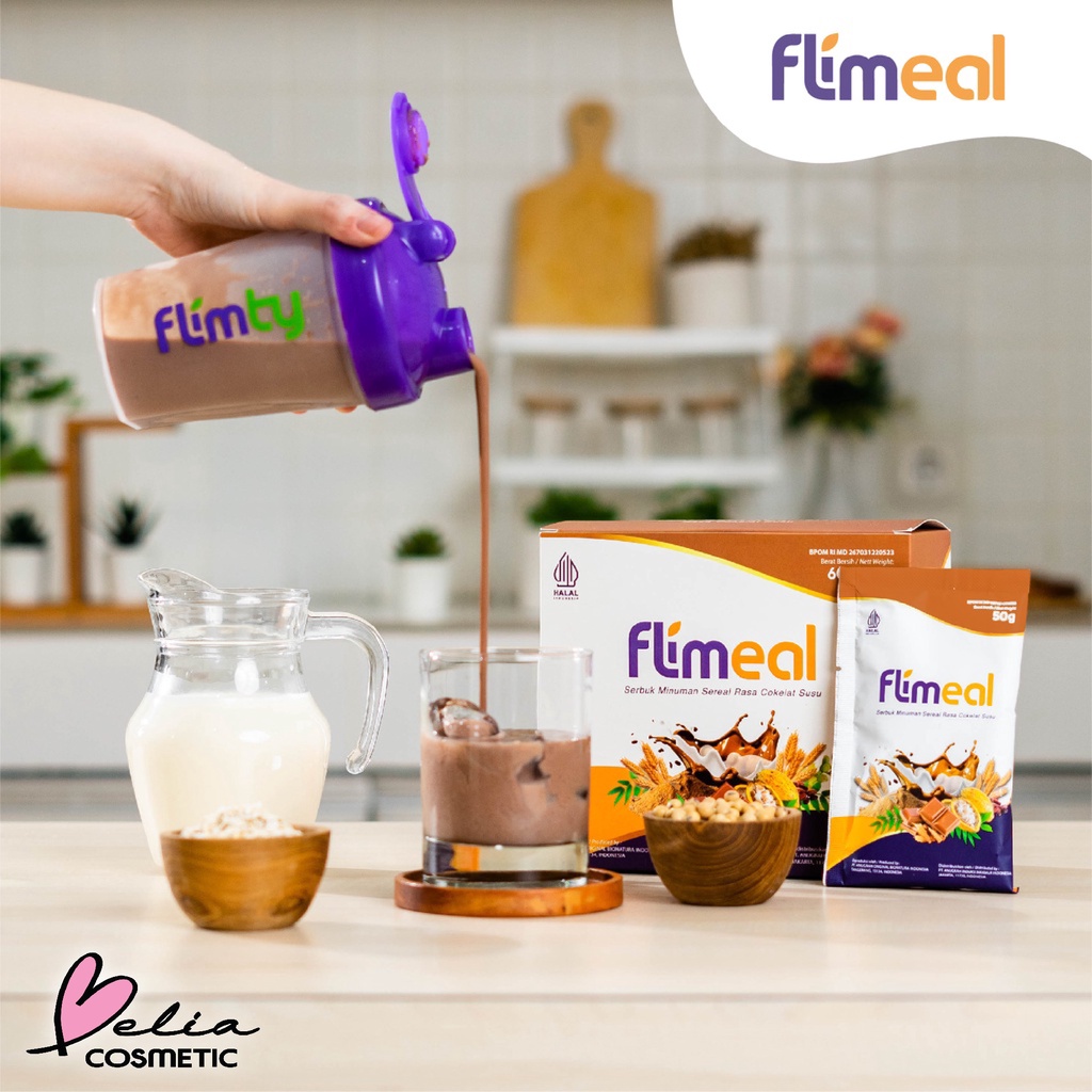 ❤ BELIA ❤ FLIMEAL Meal Replacement | minuman Pengganti Makanan Cokelat | Cokelat Susu 50g | BPOM