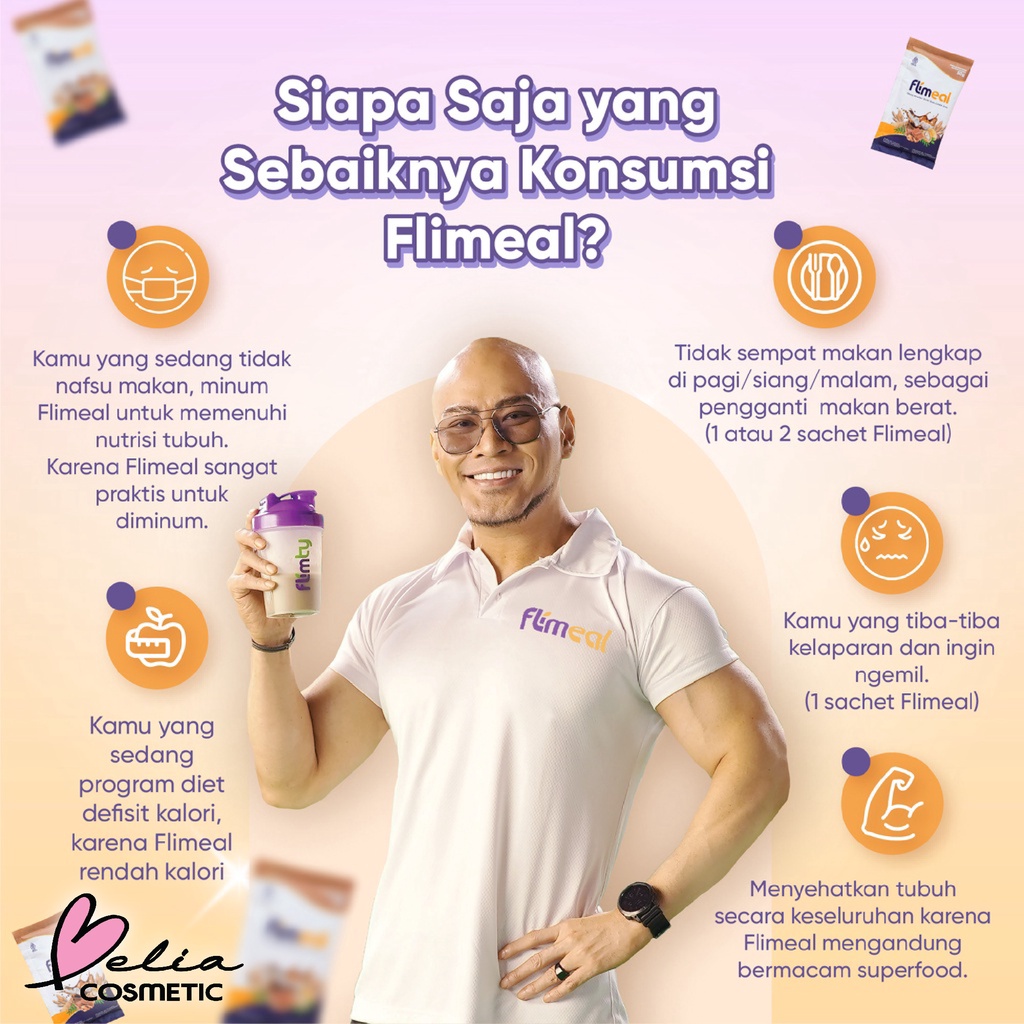 ❤ BELIA ❤ FLIMEAL Meal Replacement | minuman Pengganti Makanan Cokelat | Cokelat Susu 50g | BPOM