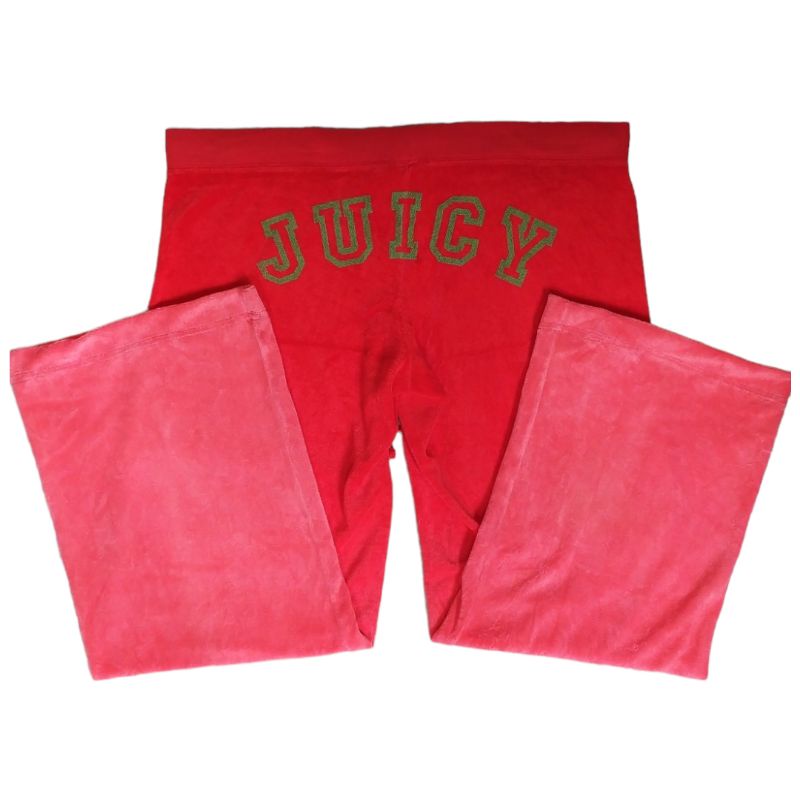 SUPER RARE VINTAGE Y2K AUTHENTIC JUICY COUTURE GRADIENT/OMBRE SPICY RED LOW WAISTED VELOUR TRACK PAN