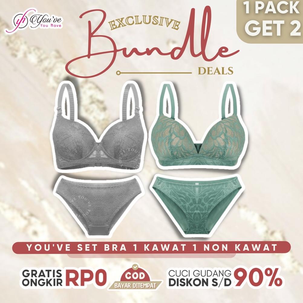 YouHave EXCLUSIVE Paket Bundle SALE 1 Set Bra Tanpa Kawat + 1 Set Bra Kawat. Set Bra Panty Set BH CD