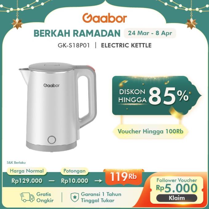 Gaabor Kettle Electric Pemanas Air 1.8 L Digital / GK-S18P01