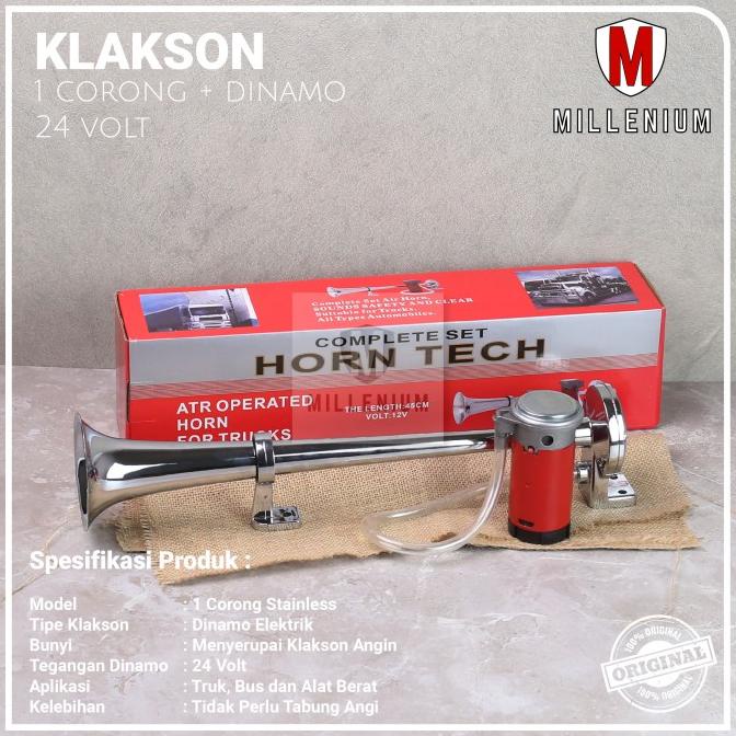 Klakson Mobil Truk Bus 1 Corong Komplit Dinamo Elektrik 24 Volt