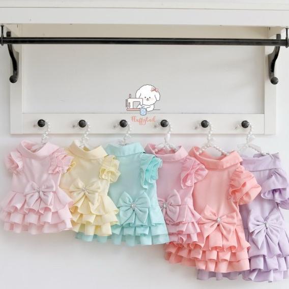 FluffyTail Alanis Dress Soft Color CuteElegant Baju Hewan Warna Pastel