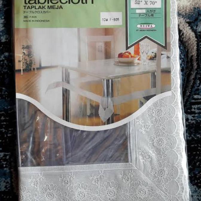 Taplak meja makan plastik bening waterproof 4 kursi persegi meiwa