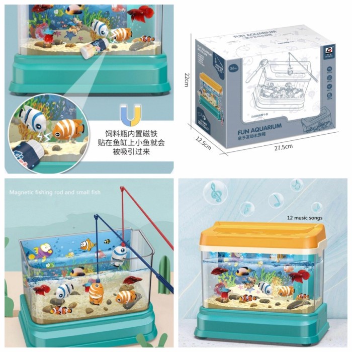 FMFIT Mainan Anak Pancing Ikan FUN AQUARIUM fishing game magnetic kids toy