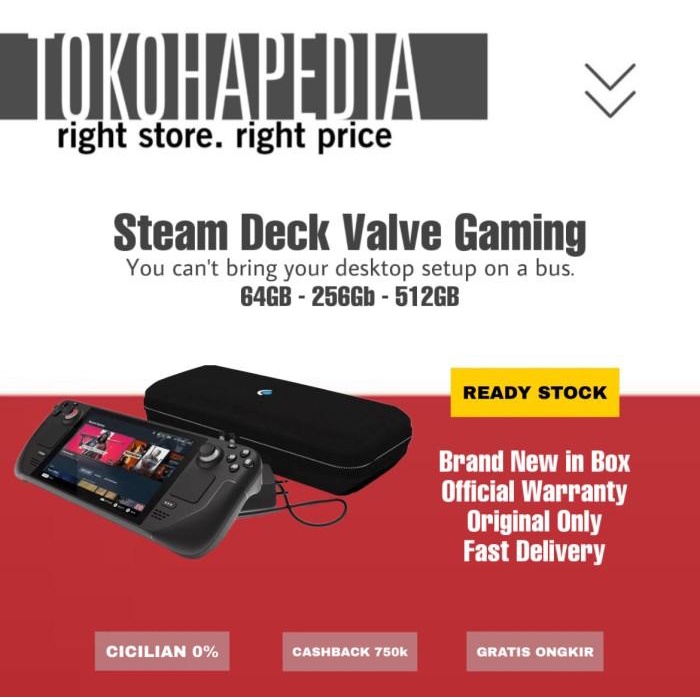Steam Deck Valve Handheld Gaming 64GB 256GB 512GB GARANSI RESMI