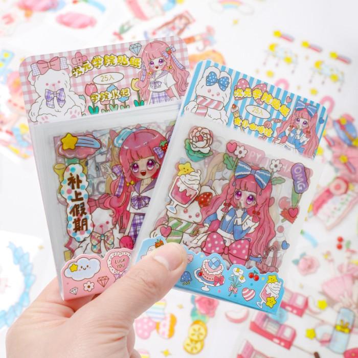 

Stiker Aesthetic Karakter Cute Lucu 1 Pack isi 25 Lembar Bahan PET