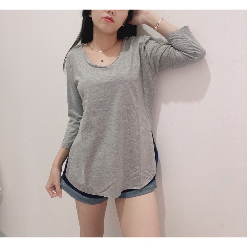 kaos oversize 7/8 polos wanita murah,atasan overisize vneck polos wanita model 753belah samping import