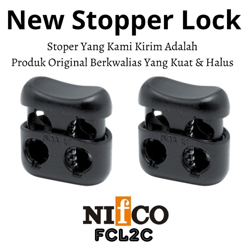 Stopper Tali Cord Lock Aksesoris Garment Pengunci Tali Nifco 2 Lubang 06