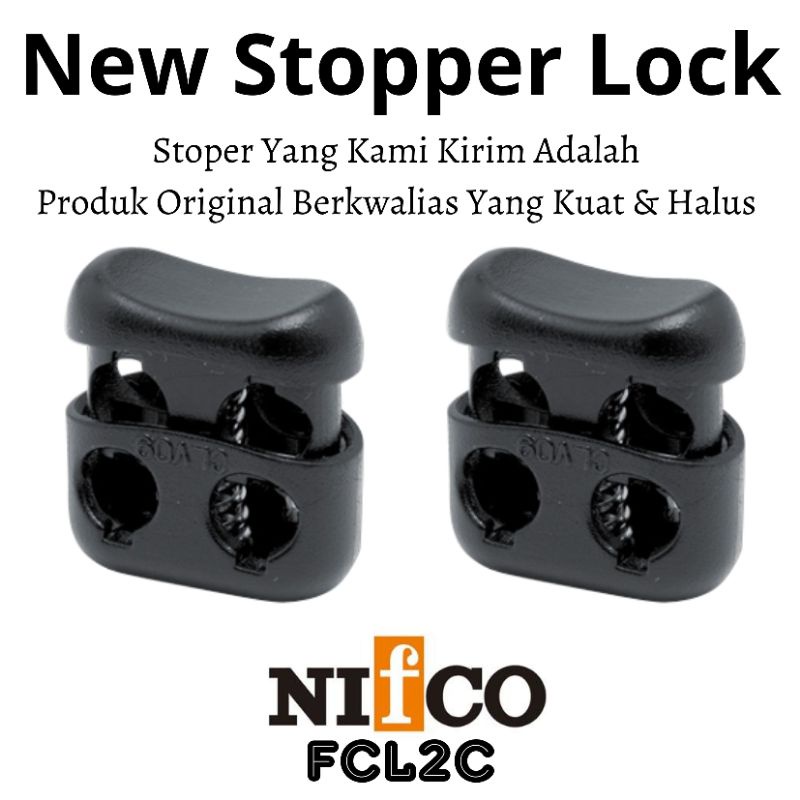 Stopper Tali Cord Lock Aksesoris Garment Pengunci Tali Nifco 2 Lubang 06