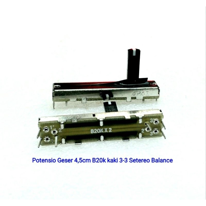 Potensio Geser 4,5cm Kaki 3-3 B20K×2 Stereo Balance