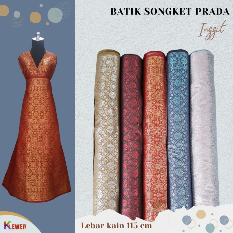 Bahan Kain Batik Songket Prada Inggit / katun songket murah meteran