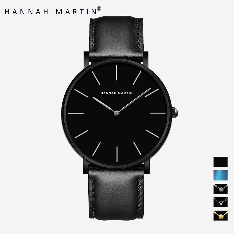 HANNAH MARTIN Jam Tangan Pria 100% Original Keren Sangat tipis Quartz COWOK Couple Kulit Anti Air Men Watch COD Laki Arloji Men Watch murah CH03+-CH03-HYH