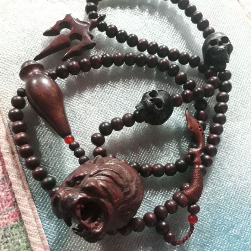 tasbih nagasari  petir ukiran bali detail siliwangi kepala tengkorak dri tanduk kerbau