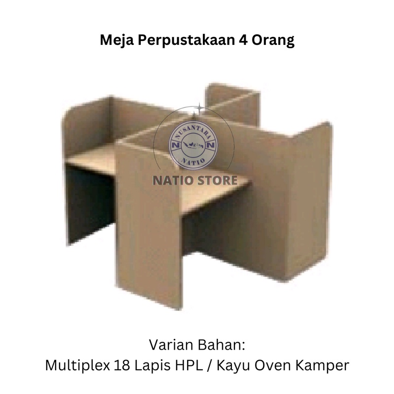 

Meja Perpustakaan 4 Orang Multiplex 18mm Lapis HPL