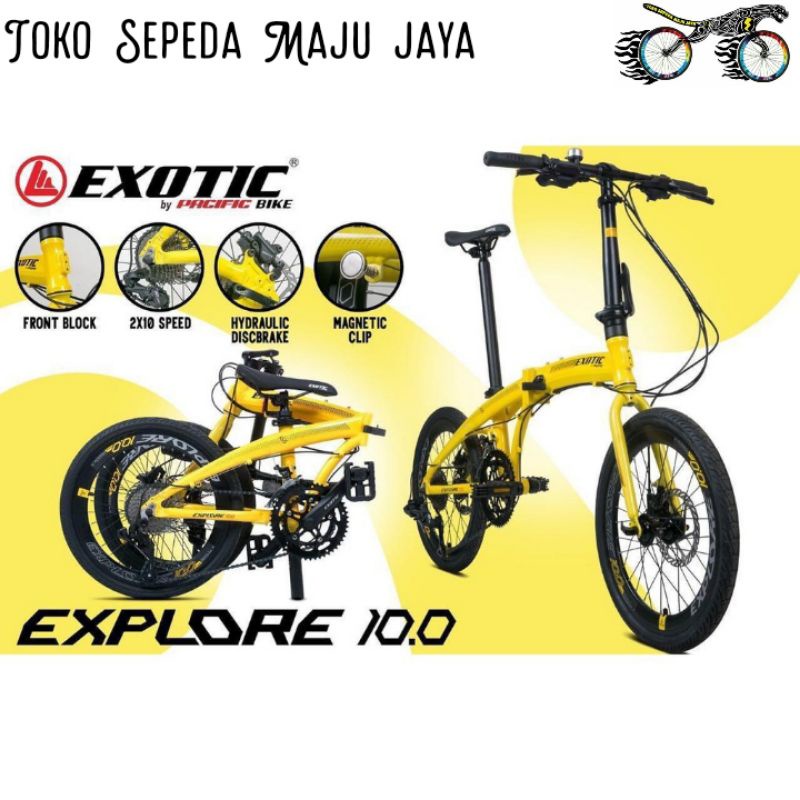 Sepeda Lipat 20 Exotic Explore 10.0 Seli 2 x 10 Speed Folding bike Explore 10 ukuran 20”