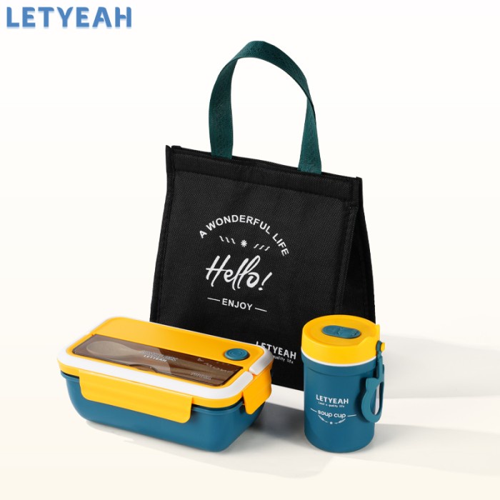 LETYEAH 1100ML KOTAK MAKAN SET DENGAN CANGKIR SUP LUNCH BOX SET ANAK TERBARU