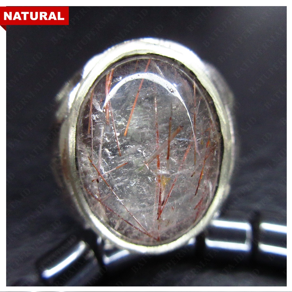 HARLEQUIN RUTILE QUARTZ LANGKA - KECUBUNG RAMBUT MERAH - CINCIN BATU PERMATA NATURAL