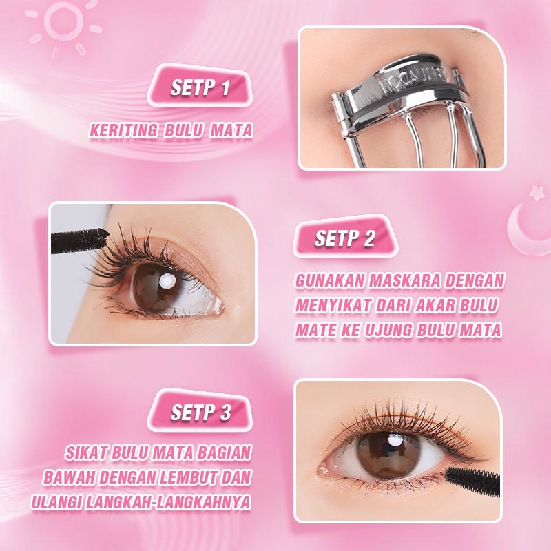 PINKFLASH Maskara Day &amp; Night Lengthening Volume Waterproof Long-lasting Sweatproof Mascara Black PF-E08