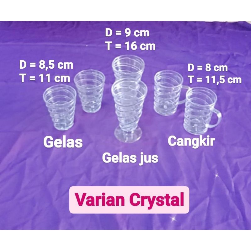 12 pcs Gelas jus jumbo chrystal / kristal - cangkir kristal - gelas gagang kristal