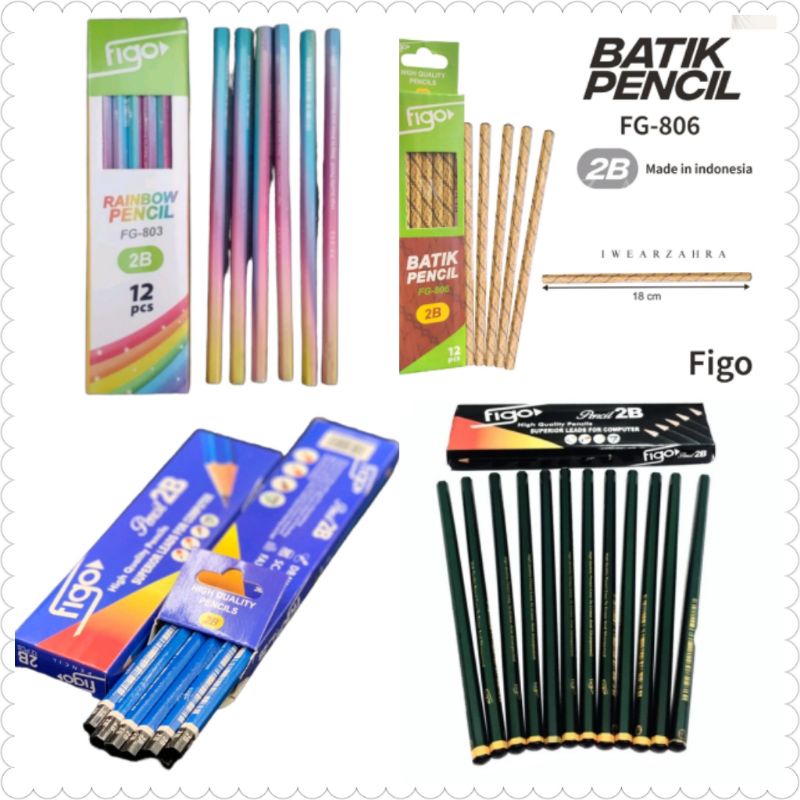 

Pensil 2B FIGO Rainbow FG-803, Batik FG-806, Biru, Hitam / FIGO pensil 2B body warna warni, batik, biru, hitam / Pensil 2B pelangi, batik