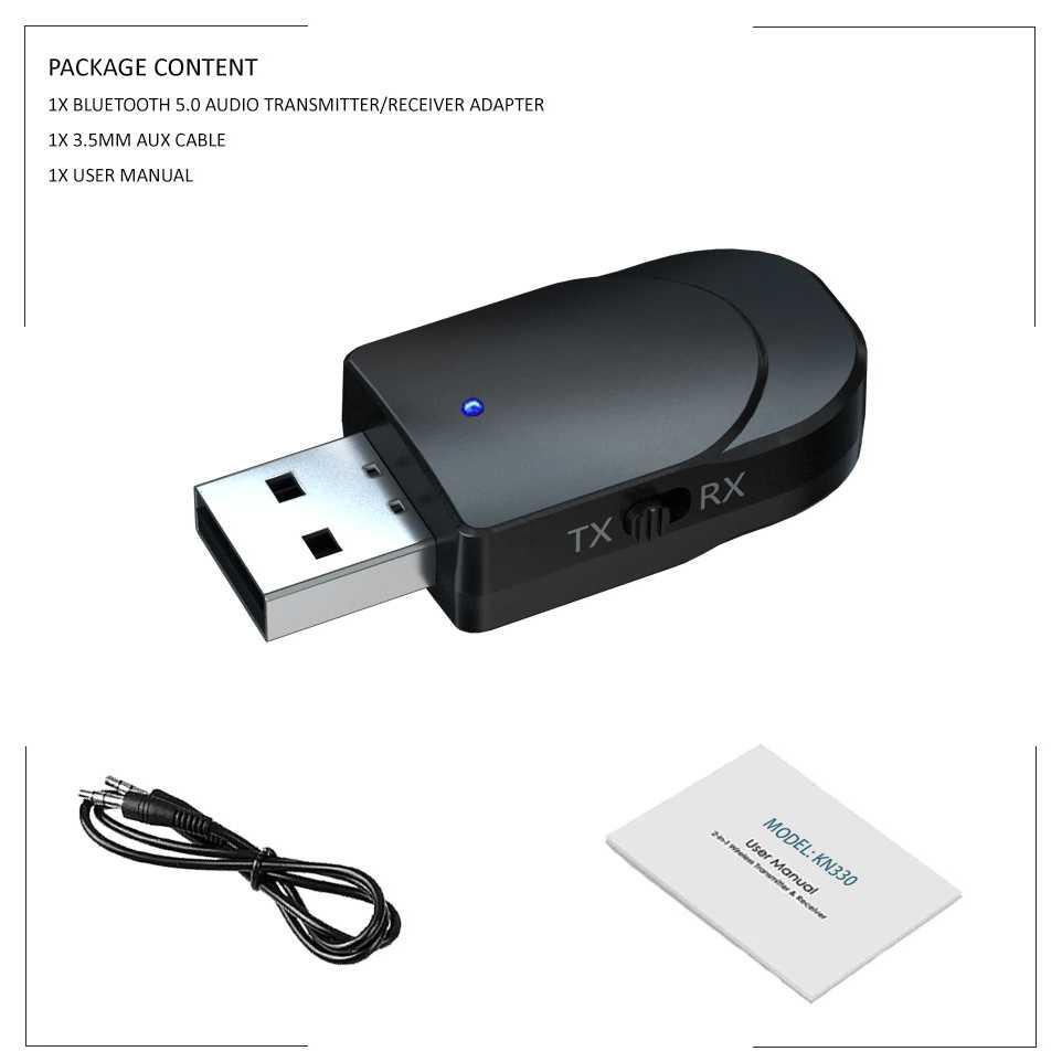 VIKEFON 2 in 1 USB Audio Bluetooth 5.0 Transmitter &amp; Receiver N330