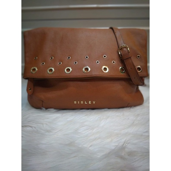 Tas SISLEY coklat kulit asli preloved