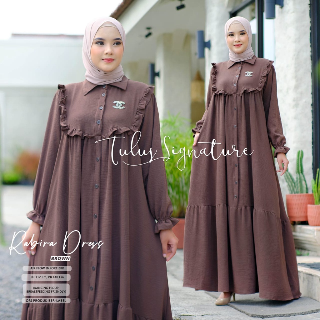 Terbaru ✨ Dress Syar'I Gamis Wanita Kekinian Ld 130 Afwa Maxy Dress Motif Polos Kancing Hidup Mat Ai