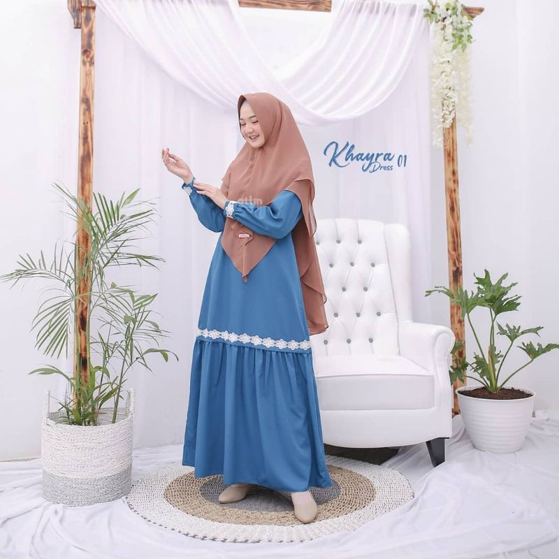 Terbaru ✨ Gamis Syari Wanita Khayra Syari Plus Khimar Ceruty Ukuran M L Xl Xxl Xxxl 4Xl Gamis Syari 