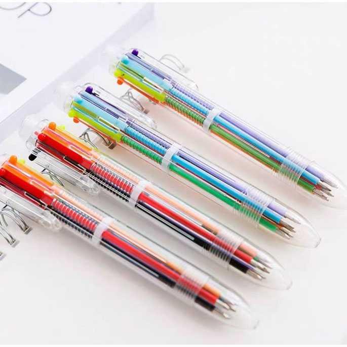 Pulpen 6 in 1 Pena Bolpoin Warna-Warni Multi Colored Pen