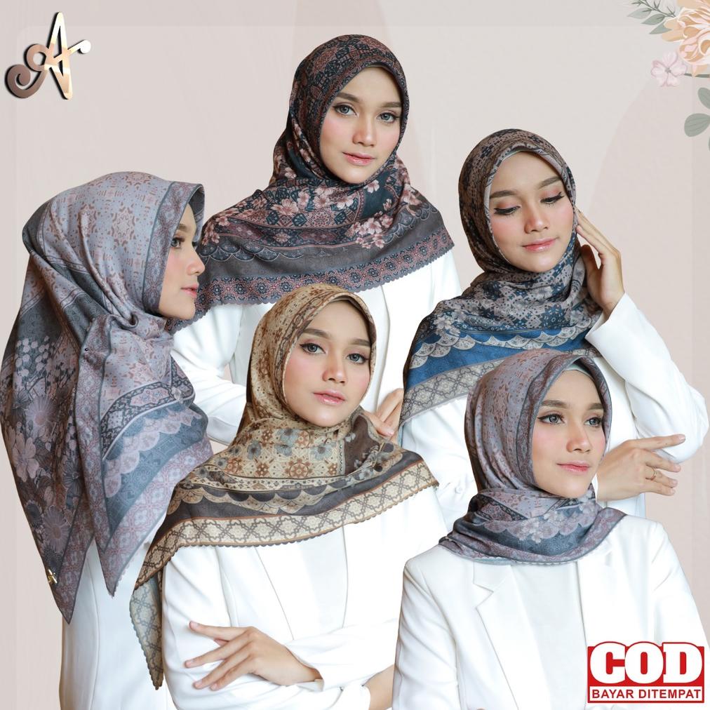 Andalusia Scarf Malala Series Hijab Square Print Motif Atau Jilbab Segiempat Voal Ultrafine Premium 