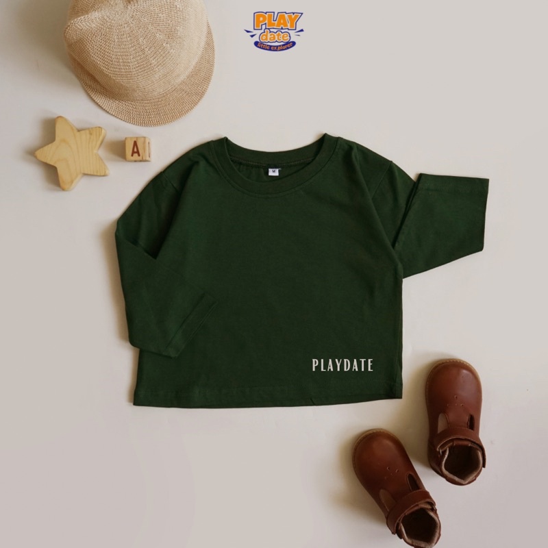 Playdate Baju Tshirt Kaos Oblong Anak Panjang Korea Cowo Cewe 1 Sampai 5 Tahun Pakaian Bayi Katun