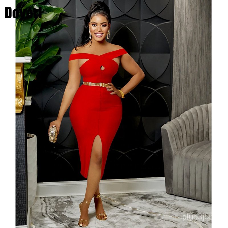 Summer Elegant Bodycon Dress Women Party Night Club Wear Sexy Bandage Dress Sheath Midi Evening Dres