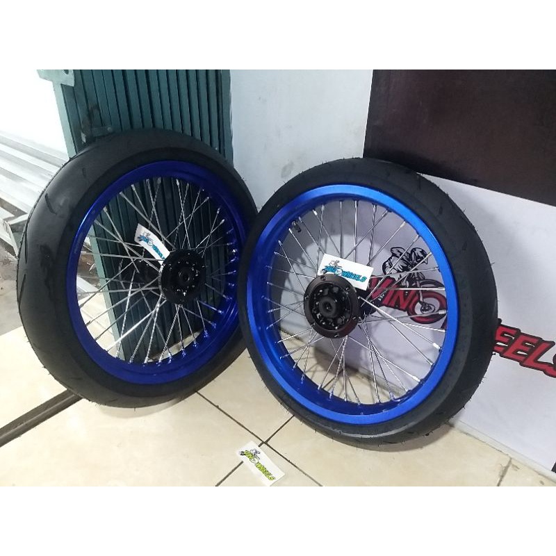 Paket velg wheelset supermoto semi cacing KLX 150 Dtracker 150