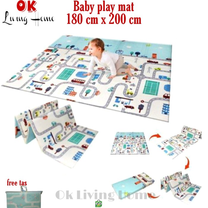 Terlaris Baby Play Mate, Matras Lipat Anak, Karpet Anak, Playmate Motif 2 Sisi