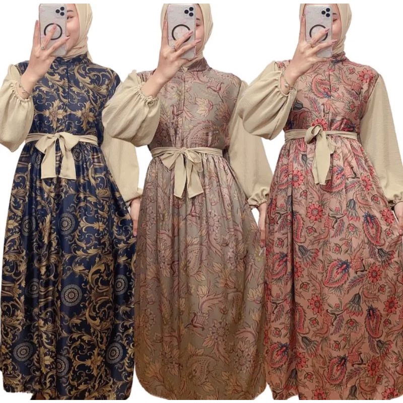 Armona dress Armani silk Mix Crinkle gamis lebaran 2023