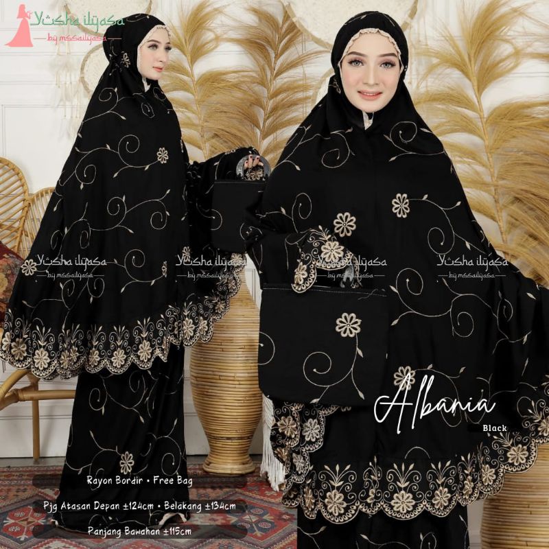 Albania Mukena dewasa Rayon Bordir by Yusha Ilyasa