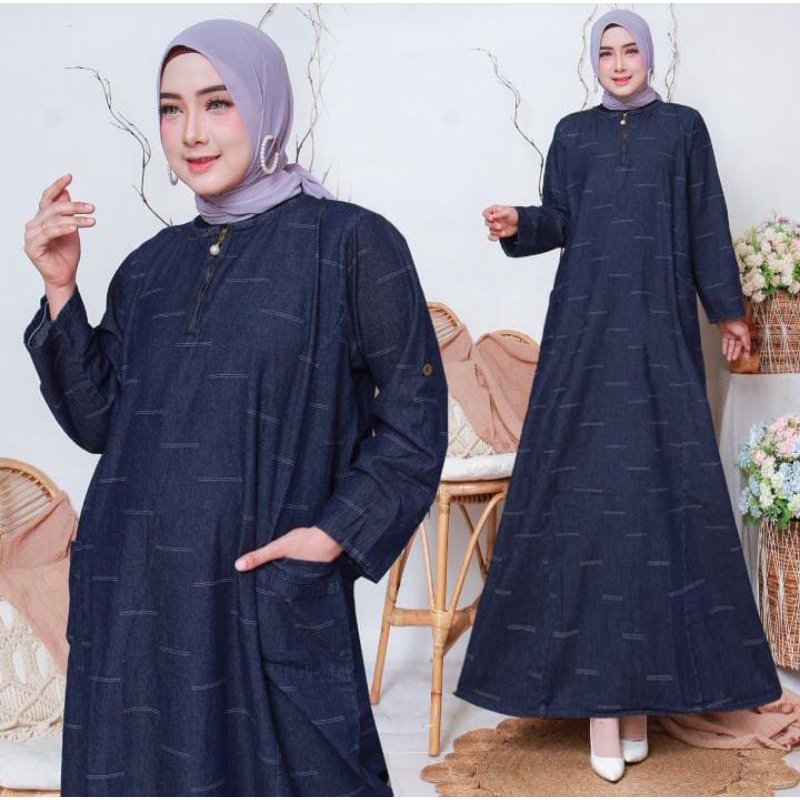 Tara Jeans Maxy muslim gamis wanita muslim gamis jeans wash import gamis busui gamis jumbo