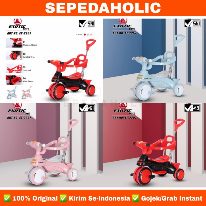 Terlaris Sepeda Roda Tiga 3 Exotic Et 2257 Tricycle Anak Musik Lampu Dorongan