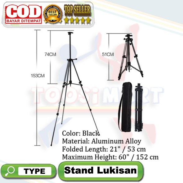 Easel Stand Lukis Standar Holder Papan Kanvas Lukisan Easel Melukis Standing