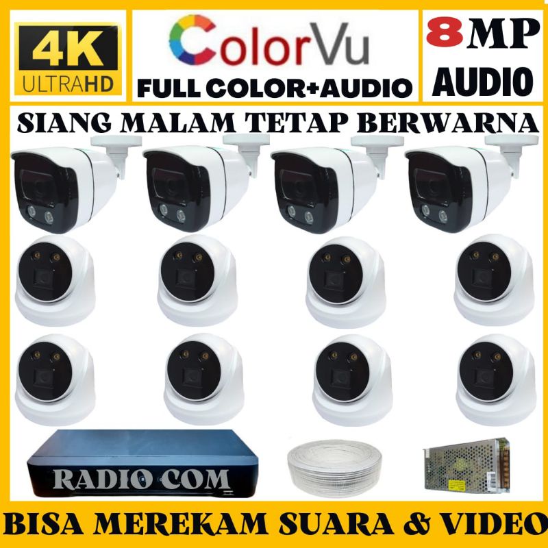 PAKET CCTV COLORVU 16 CHANNEL 12 KAMERA 8MP 4K ULTRA 2560P+AUDIO