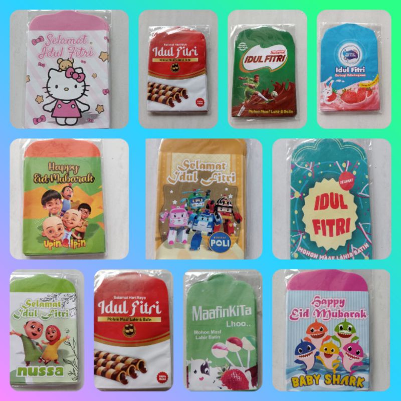 

amplop lebaran motif karakter snack uang ATM