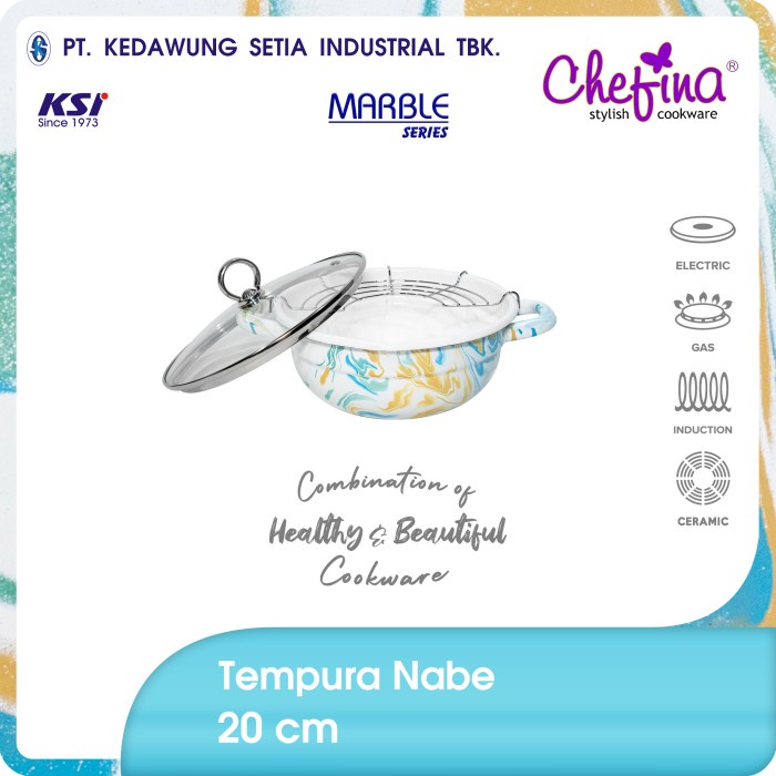 Chefina Tempuira Nabe 20 cm Marble Panci Enamel