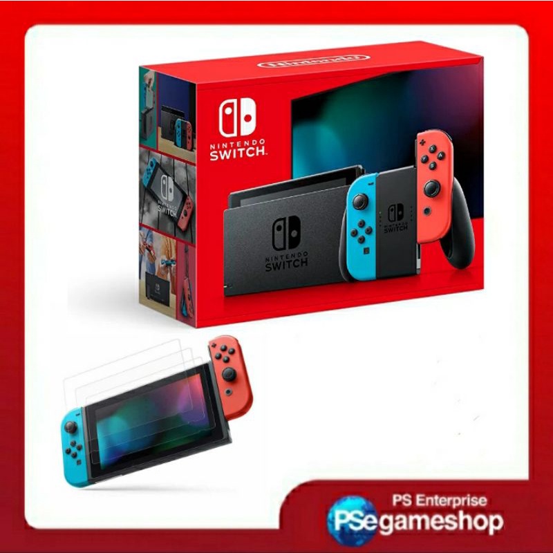 Nintendo Switch Console Generation 2 Neon Blue / Neon Red + Anti gores