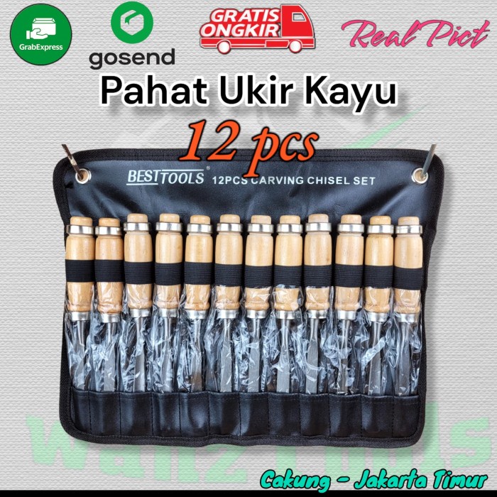 

Ukirku Besttools Set Pisau Ukir Pahat Kayu 12 In 1 / Wood Carving Art Chisel