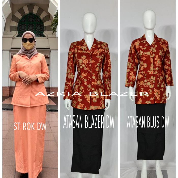 Terlaris Stelan Baju Seragam Dharma Wanita Ready Stelan Rok Span Panjang