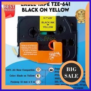 Label Tape Bro TZe 641 18mm Black On Yellow PT-P750W P710BT P900W last stok 54PR23